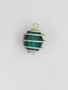 25 X 18MM CAGED FOIL BEADS - TEAL GREEN