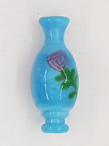34 X 14MM H/MADE 3D LAMPWORK VASE - BLUE