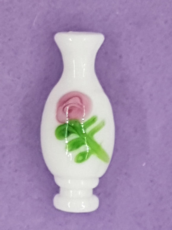 34 X 14MM H/MADE 3D LAMPWORK VASE - WHITE
