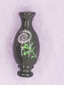 34 X 14MM H/MADE 3D LAMPWORK VASE - BLACK