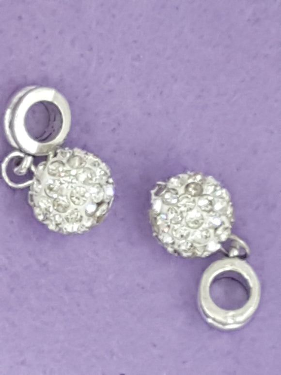10MM H/MADE POLYMER CLAY WITH RHINESTONES - WHITE