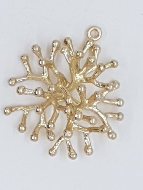 30 X 27MM CORAL PENDANT - BRASS - RACK PLATED - GOLDEN COLOUR