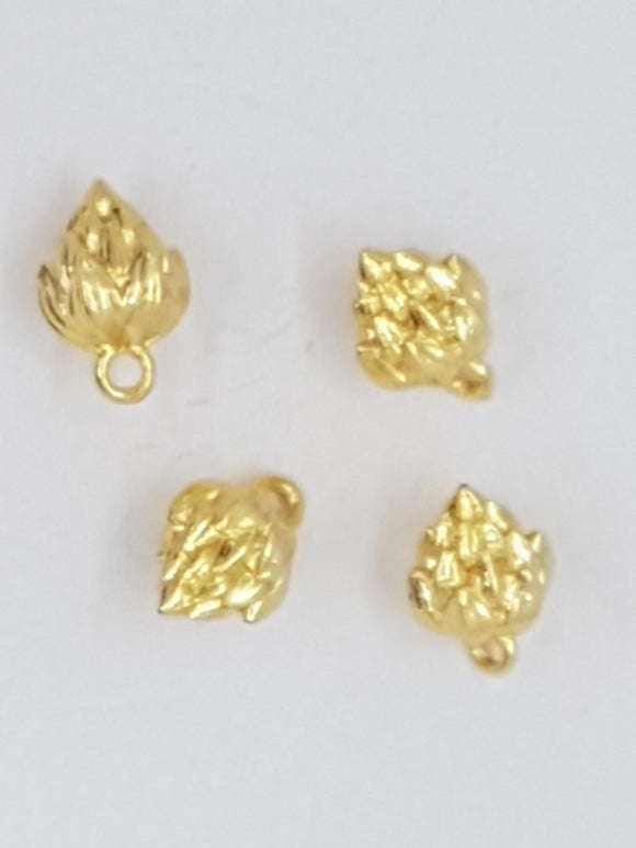 12 X 8MM BRASS LOTUS FLOWER PENDANT/CHARM - GOLDEN