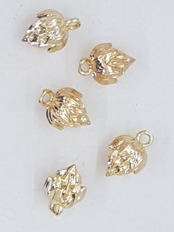 12 X 8MM BRASS LOTUS FLOWER PENDANT/CHARM - PALE GOLD