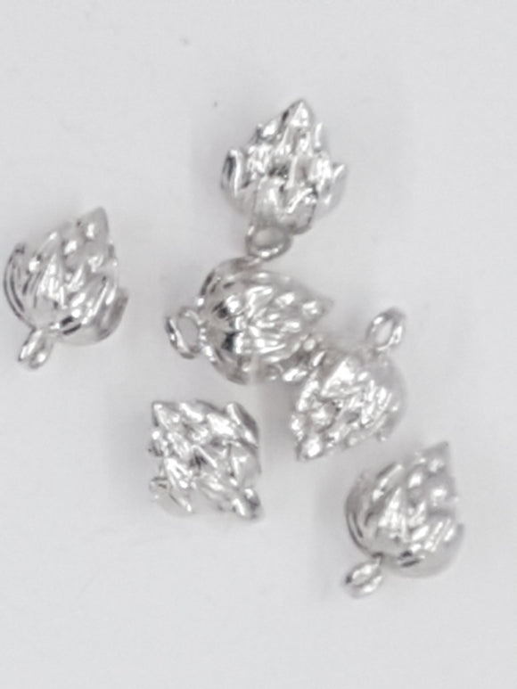 12 X 8MM BRASS LOTUS FLOWER PENDANT/CHARM - SILVER