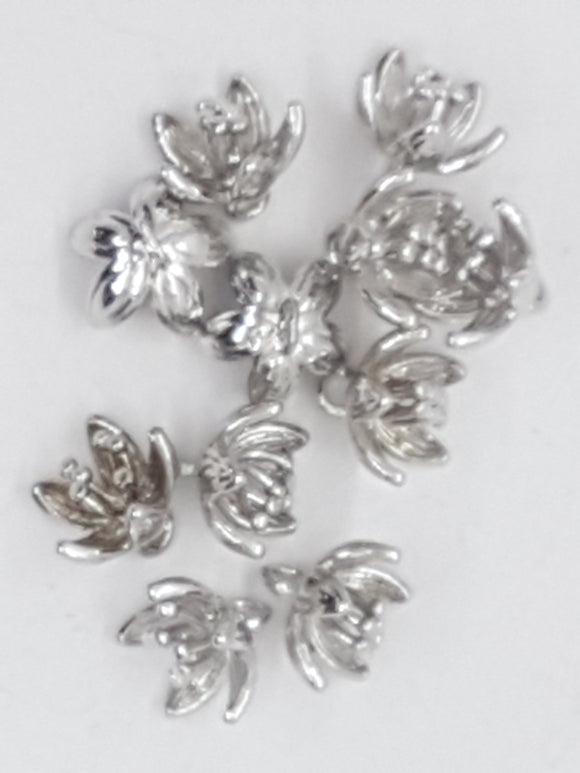 8 X 9MM BRASS FLOWER PENDANT/CHARM - SILVER