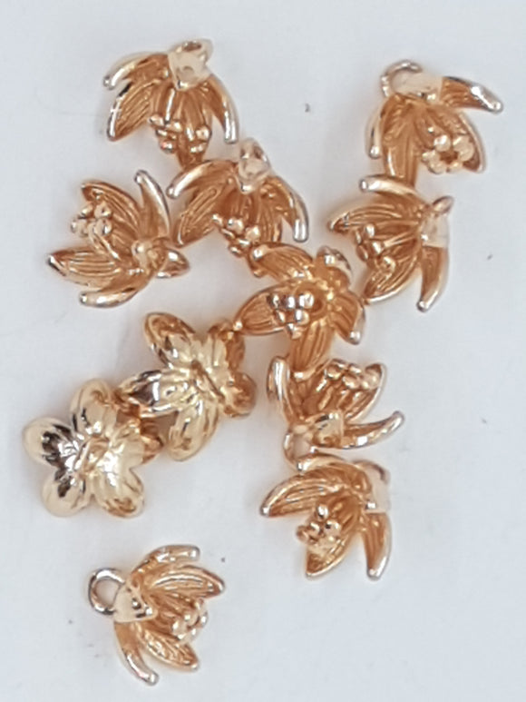 8 X 9MM BRASS FLOWER PENDANT/CHARM - ROSE GOLD