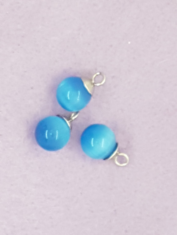 10MM CAT EYE PENDANT/CHARM - LIGHT BLUE