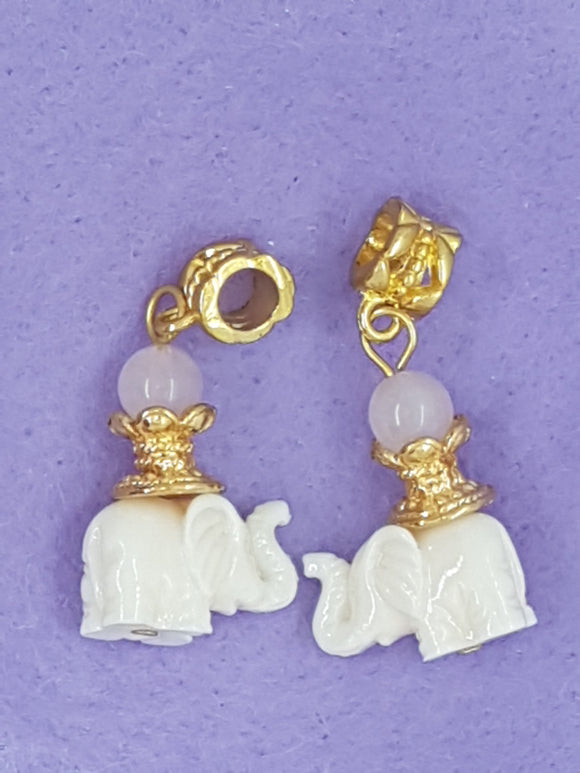 38 X 28MM RESIN ELEPHANT (18x11) with ROSE QUARTZ