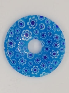 34MM DONUT - MILLEFIORI GLASS - TRANSPARENT LIGHT BLUE
