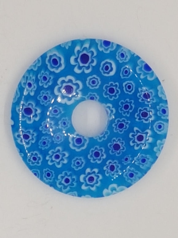 34MM DONUT - MILLEFIORI GLASS - TRANSPARENT LIGHT BLUE