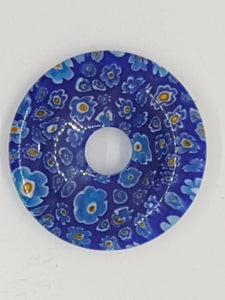 34MM DONUT - MILLEFIORI GLASS - TRANSPARENT ROYAL BLUE