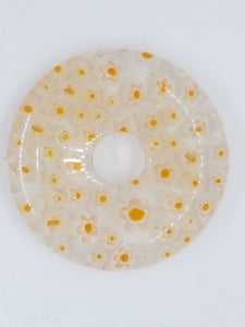34MM DONUT - MILLEFIORI GLASS - TRANSPARENT CLEAR/ORANGE