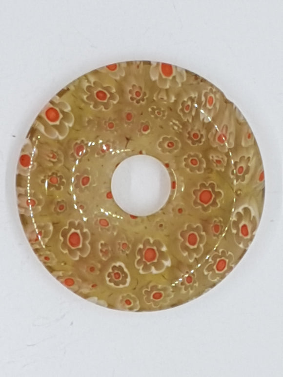 34MM DONUT - MILLEFIORI GLASS - TRANSPARENT OLIVE