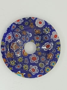 38-40MM DONUT - MILLEFIORI GLASS - TRANSPARENT ROYAL BLUE
