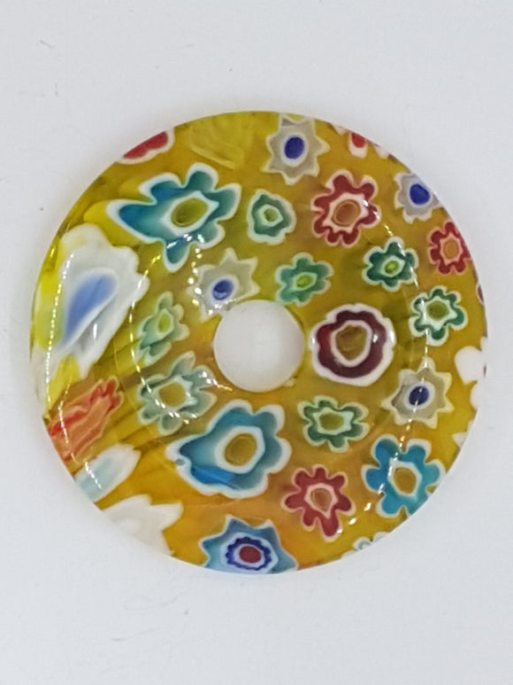 38-40MM DONUT - MILLEFIORI GLASS - TRANSPARENT YELLOW