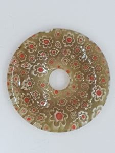 38-40MM DONUT - MILLEFIORI GLASS - TRANSPARENT OLIVE