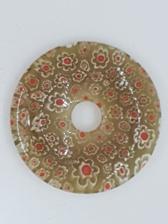 38-40MM DONUT - MILLEFIORI GLASS - TRANSPARENT OLIVE