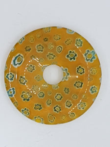 38-40MM DONUT - MILLEFIORI GLASS - TRANSPARENT DARK YELLOW