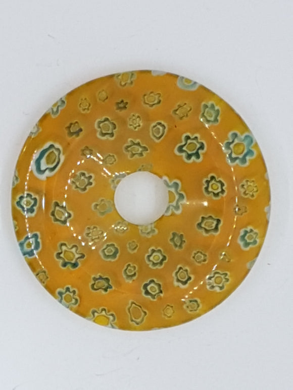 38-40MM DONUT - MILLEFIORI GLASS - TRANSPARENT DARK YELLOW