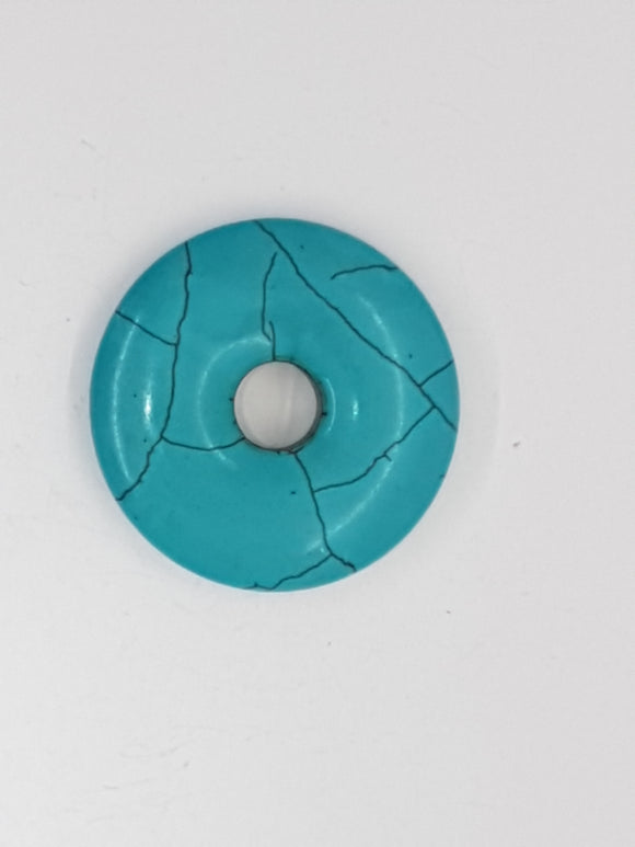30MM DONUT - SYNTHETIC HOWLITE- DYED TURQUOISE