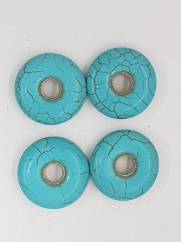 20MM DONUT - SYNTHETIC HOWLITE- DYED TURQUOISE