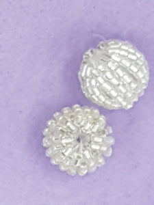 16MM H/MADE GLASS ROUND BEADS WITH WOVEN SEED BEADS