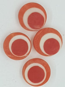 10-11MM RESIN COIN BEADS - ORANGE/WHITE