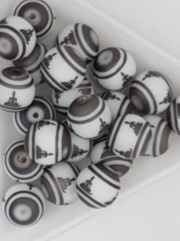 10MM  GLASS BEADS - Packet of 10 - ELECTROPLATED - ORIENTAL BROWN