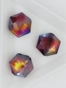 16MM MILLEFIORI GLASS HEXAGON BEADS - RED