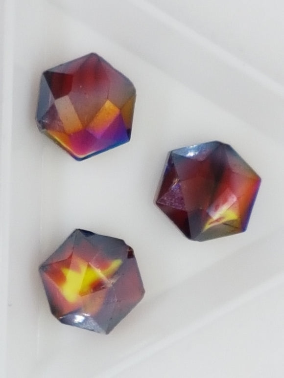 16MM MILLEFIORI GLASS HEXAGON BEADS - RED