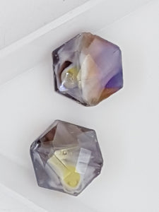 16MM MILLEFIORI GLASS HEXAGON BEADS - AMETHYST