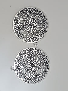 35X38MM TIBETAN STYLE ROUND PENDANT - ANTIQUE SILVER