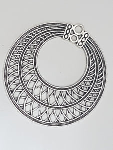 48X47MM TIBETAN STYLE ROUND PENDANT - ANTIQUE SILVER