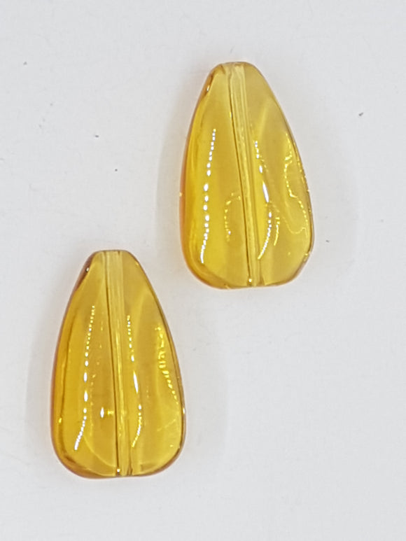 25x15MM GLASS TEARDROP - GOLDEN