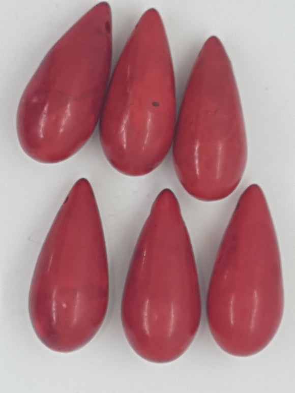 26X12MM SYNTHETIC HOWLITE DYED - RED