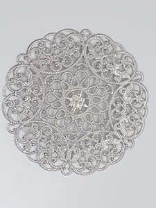 69MM BRASS FILIGREE FLOWER - SILVER
