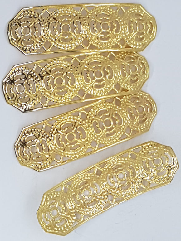 46X15X2MM BRASS FILIGREE RECTANGULAR JOINER - GOLDEN