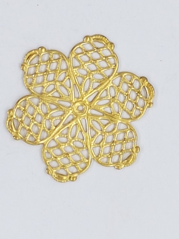 27X27X3MM BRASS FILIGREE FLOWER JOINER - GOLDEN