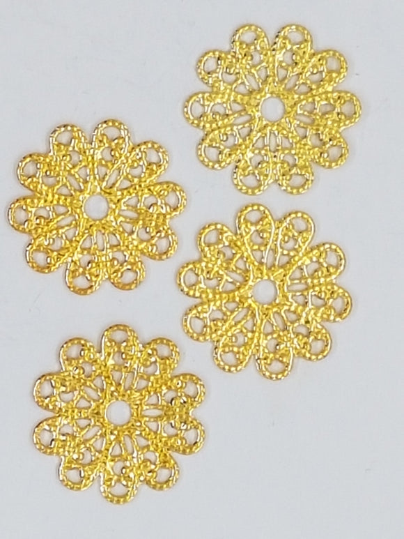 17MM BRASS VINTAGE FILIGREE JOINER - GOLDEN