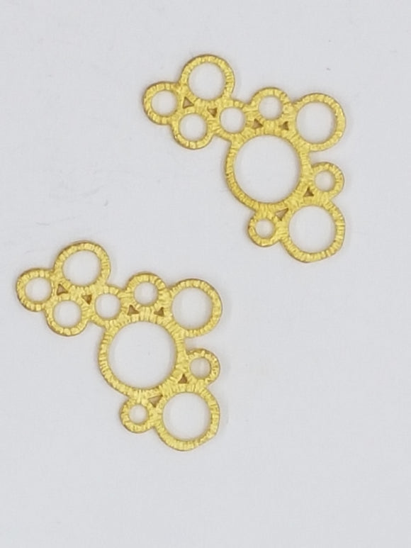 24X13MM BRASS BRUSHED BUBBLE FILIGREE JOINER - GOLDEN