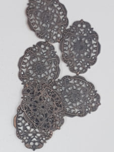 26.5X20MM BRASS VINTAGE FILIGREE JOINER - RED COPPER
