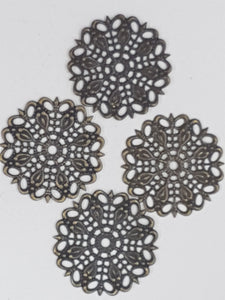 25MM BRASS FILIGREE ROUND JOINER - ANTIQUE BRONZE