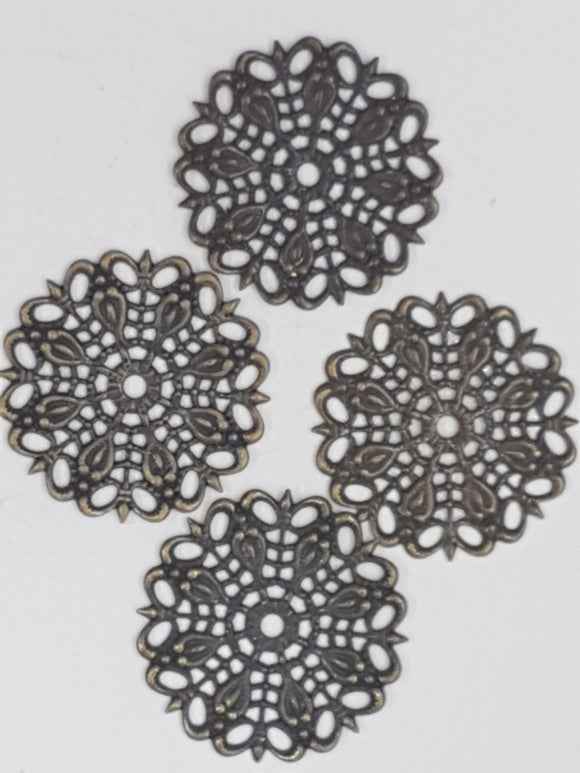 25MM BRASS FILIGREE ROUND JOINER - ANTIQUE BRONZE