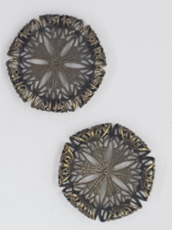 30X5MM BRASS FILIGREE ROUND JOINER - ANTIQUE BRONZE