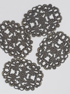 32X23MM BRASS FILIGREE OVAL JOINER - ANTIQUE BRONZE
