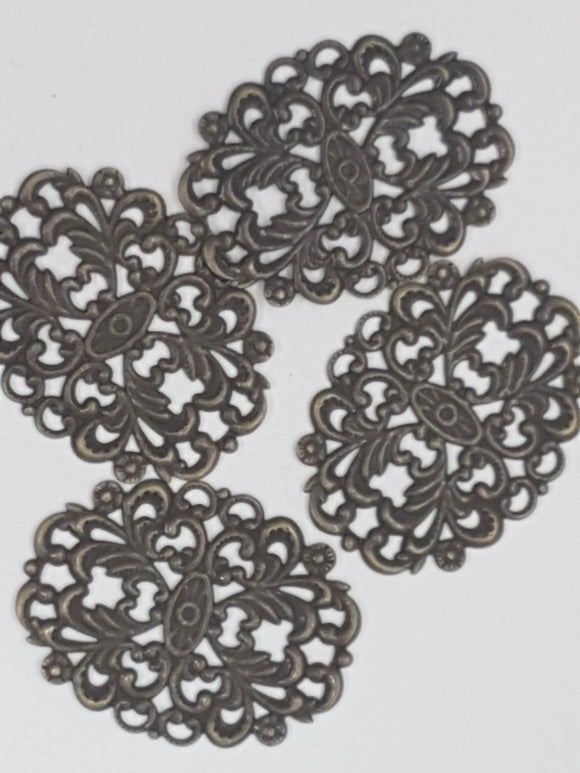 32X23MM BRASS FILIGREE OVAL JOINER - ANTIQUE BRONZE