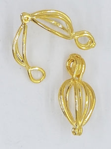 25X11MM FILIGREE TEARDROP CAGE - GOLDEN