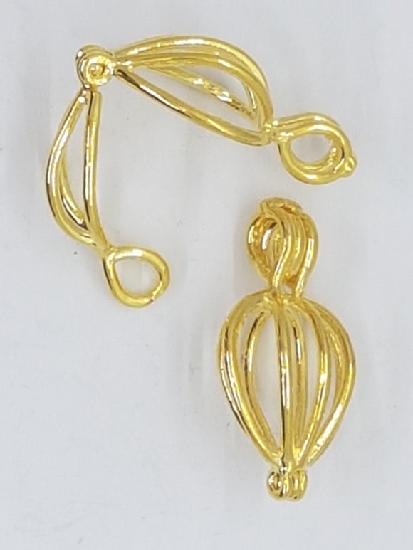 25X11MM FILIGREE TEARDROP CAGE - GOLDEN