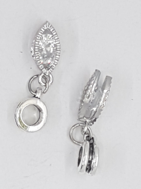 28MM FILIGREE HORSE EYE ALLOY EUROPEAN CAGE WITH CUBIC ZIRCONIA